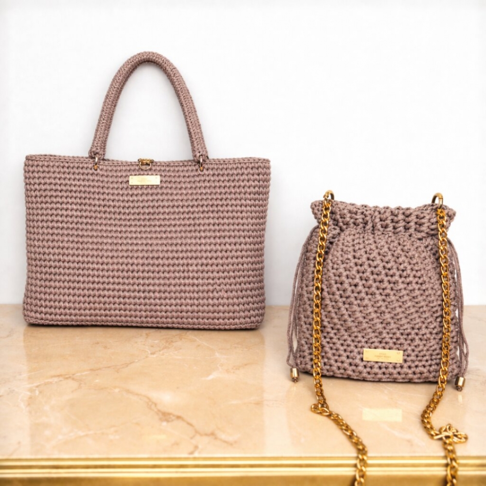 Kit com 3 carretéis para fazer as bolsas: Musa e Conexão – Fios + 2 Videoaulas (Links das Aulas Abaixo) - ROSE GOLD